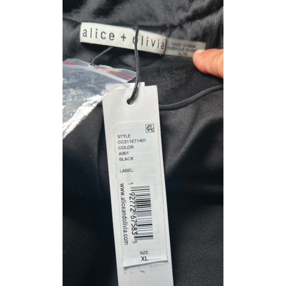 Alice+Olivia Sequin Trench Coat Maxi Long Black Belted Evening Jacket XL NWT - Picture 5 of 11
